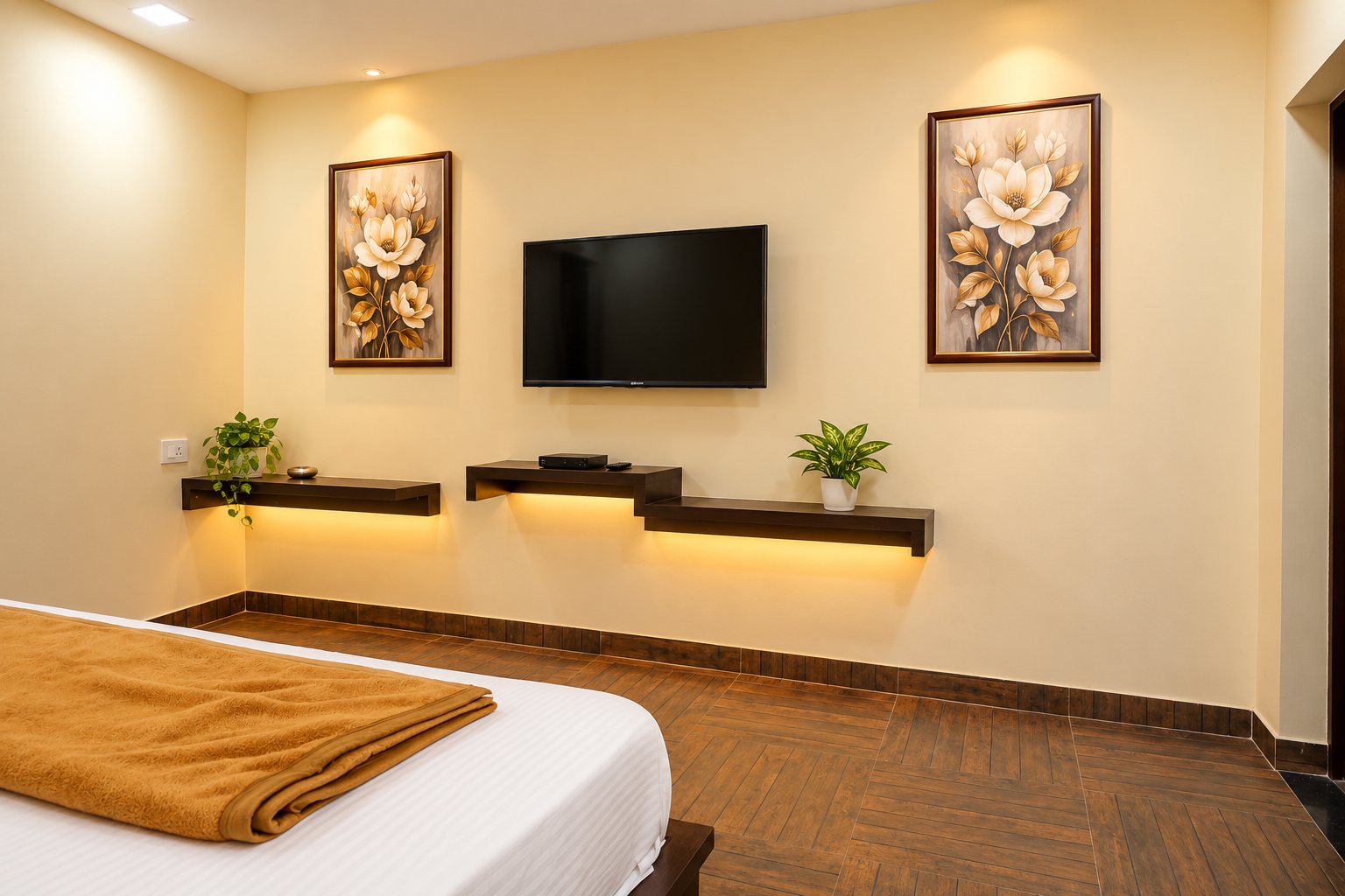 Modern bedroom interior at SV GRAND Proddatur